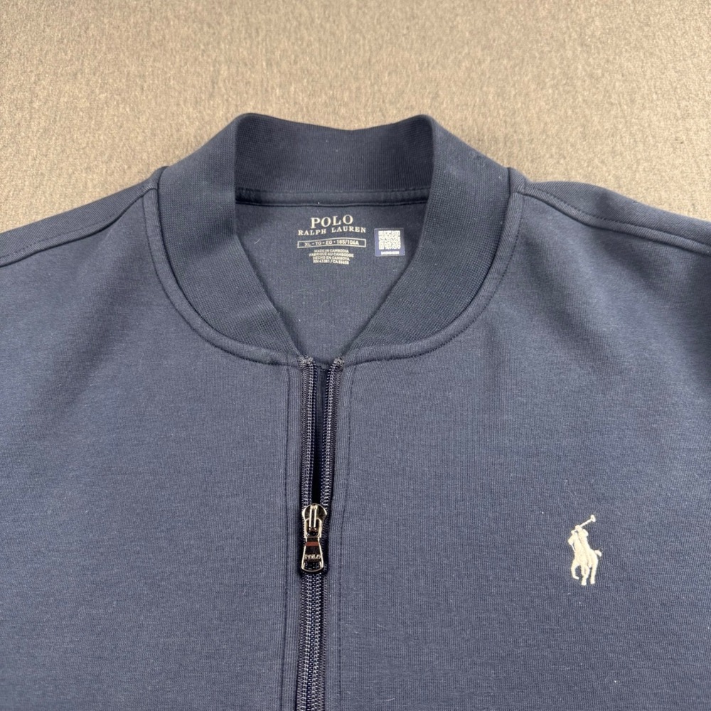 Polo Ralph Lauren Mens XL Navy Blue Double-Knit Flight  Jacket Full Zip Utility‎